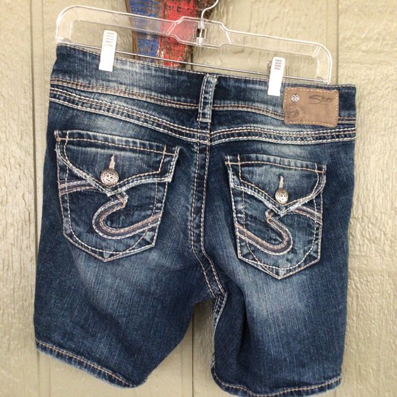Silver Denim shorts low rise  W28 - Picture 2 of 4